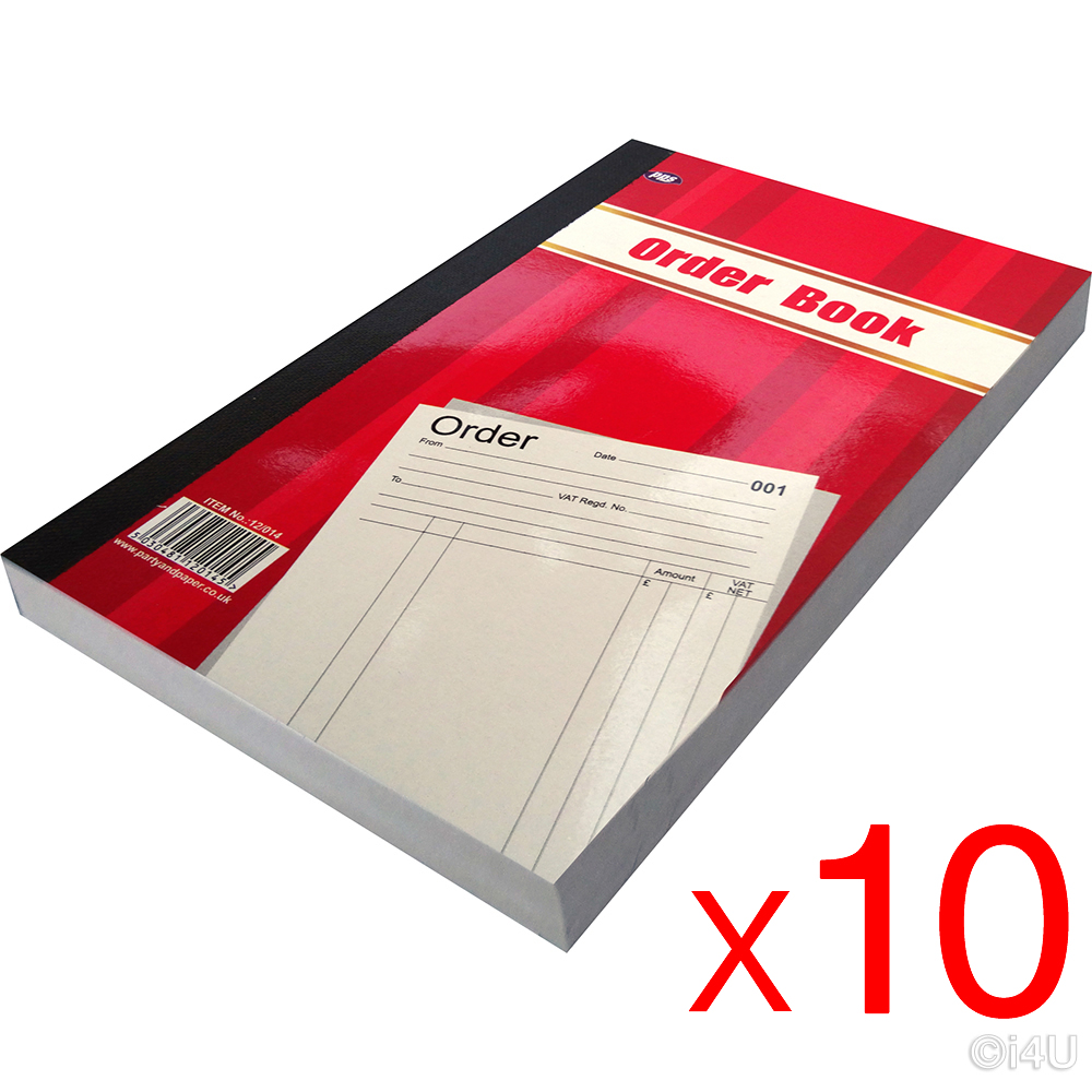 10 X DUPLICATE ORDER BOOK NOTEPAD NUMBERED 100 PAGES CARBON PAPER BOOKS