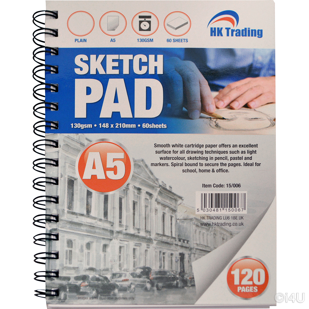 A5 SKETCH BOOK DRAW PAD DRAWING COLOURING ART CRAFT PAINTING 120PAGES