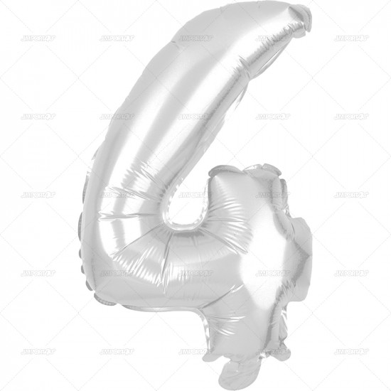 Party Balloon Silver Number 4 1pc/24 image