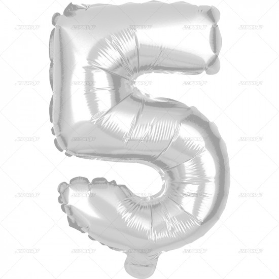 Party Balloon Silver Number 5 1pc/24 BALLOONS image