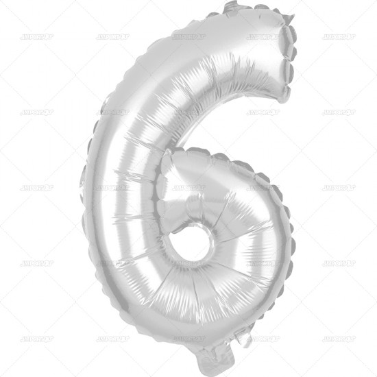 Party Balloon Silver Number 6 1pc/24