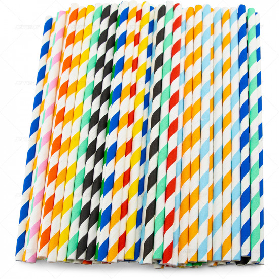 Party Straws Paper Striped 6x197mm 250pc/20