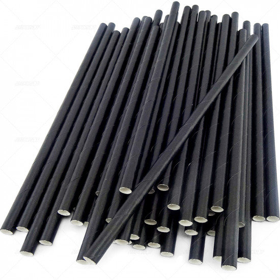 Party Straws Paper Cocktail Black 4.6x140mm 250pc/20