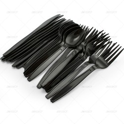Cutlery Delux Plastic Black 24pc/24