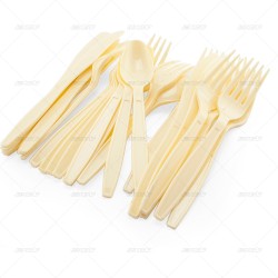 Cutlery Delux Cream Plastic 24pcs/24