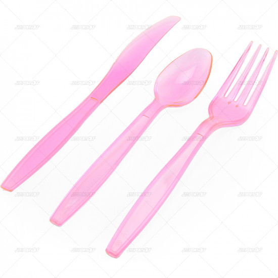 Cutlery Delux Pink Plastic 36pcs/24 PLASTIC CUTLERY image