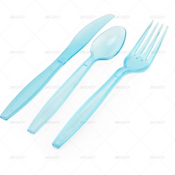 Cutlery Delux Light Blue Plastic 36pcs/24