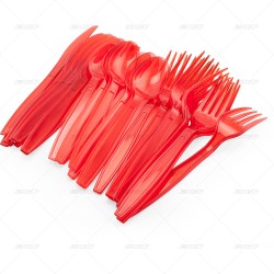 Cutlery Delux Red Plastic 36pcs/24