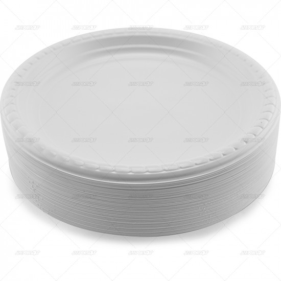 Plates Plastic White 23cm 100pc/12 image