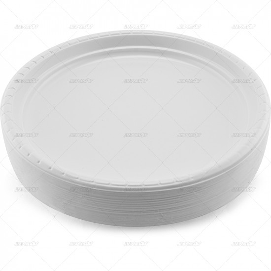 Plates Plastic White 26cm 50pc/12 image
