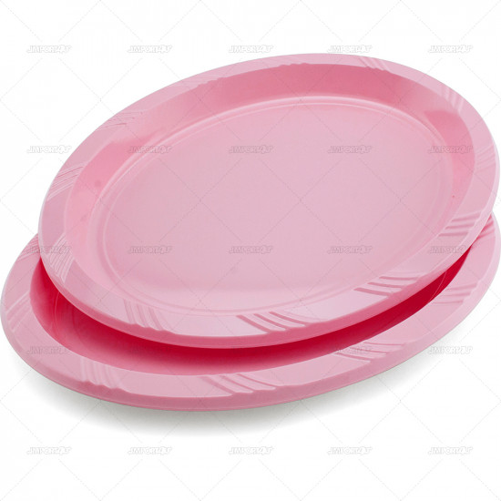 Plates Plastic Oval Pink 26cm 5pc/30 PLASTIC PLATES image