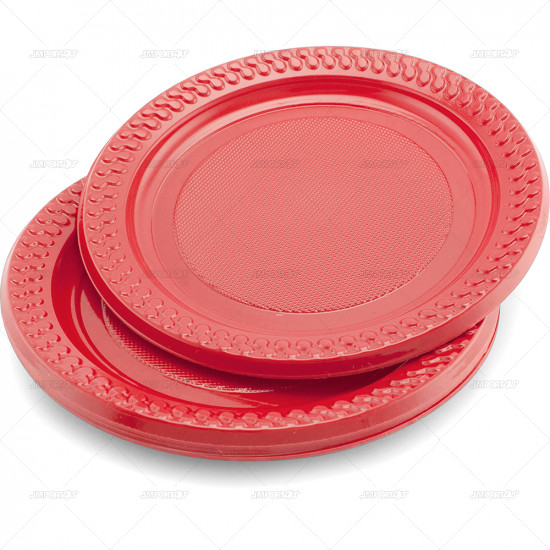Plates Plastic Red 18cm 15pcs/30