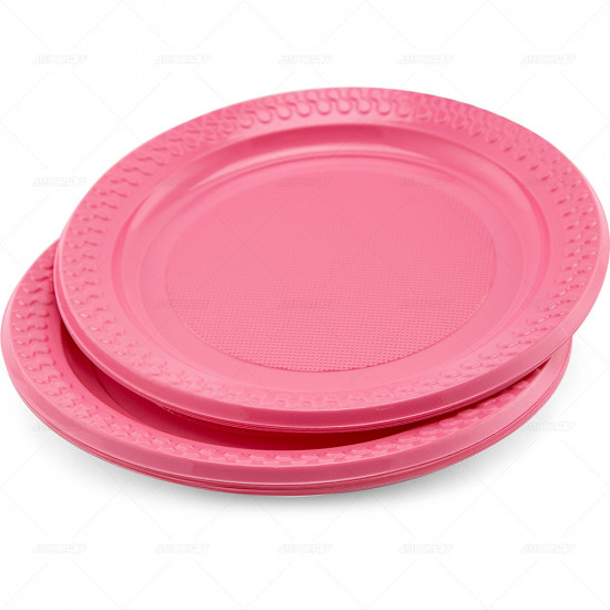 Plates Plastic Pink 18cm 15pc/30 PLASTIC PLATES image