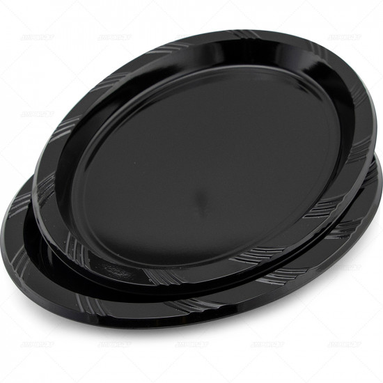 Plates Plastic Oval Black 5pc/40
