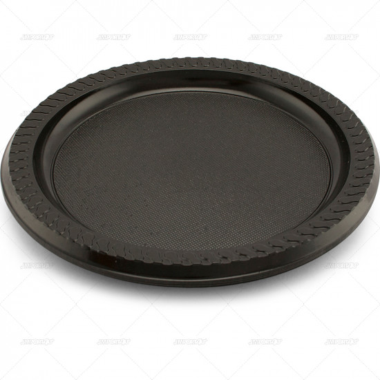 Plates Plastic Black 23cm 12pc/40