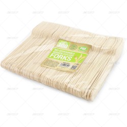 Cutlery Fork Wooden Bio Degradable 100pc/10