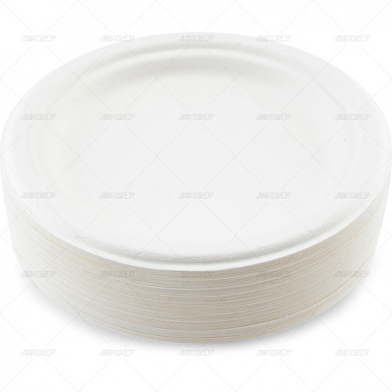 Plates Bagasse White 18cm 50pc/20 image