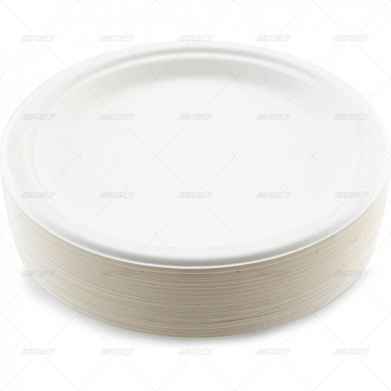 Plates Bagasse White 23cm 50pc/20 image