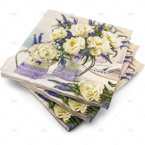 Napkins Design 3Ply Flowers in Vase 33cm 20pc/12 image